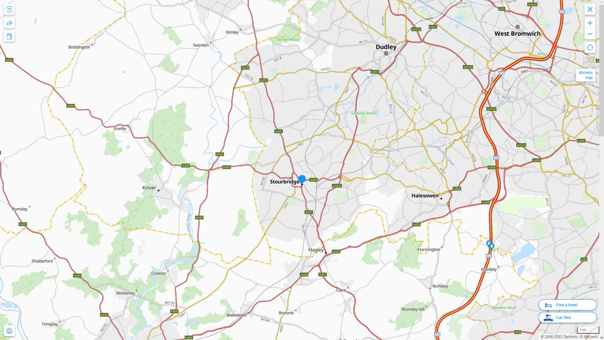 Stourbridge Highway and Road Map